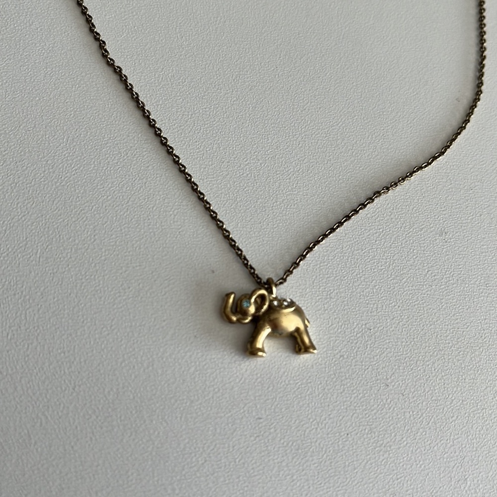 Brass Elephant Necklace With Little Jewels On It - Picture 2 of 6